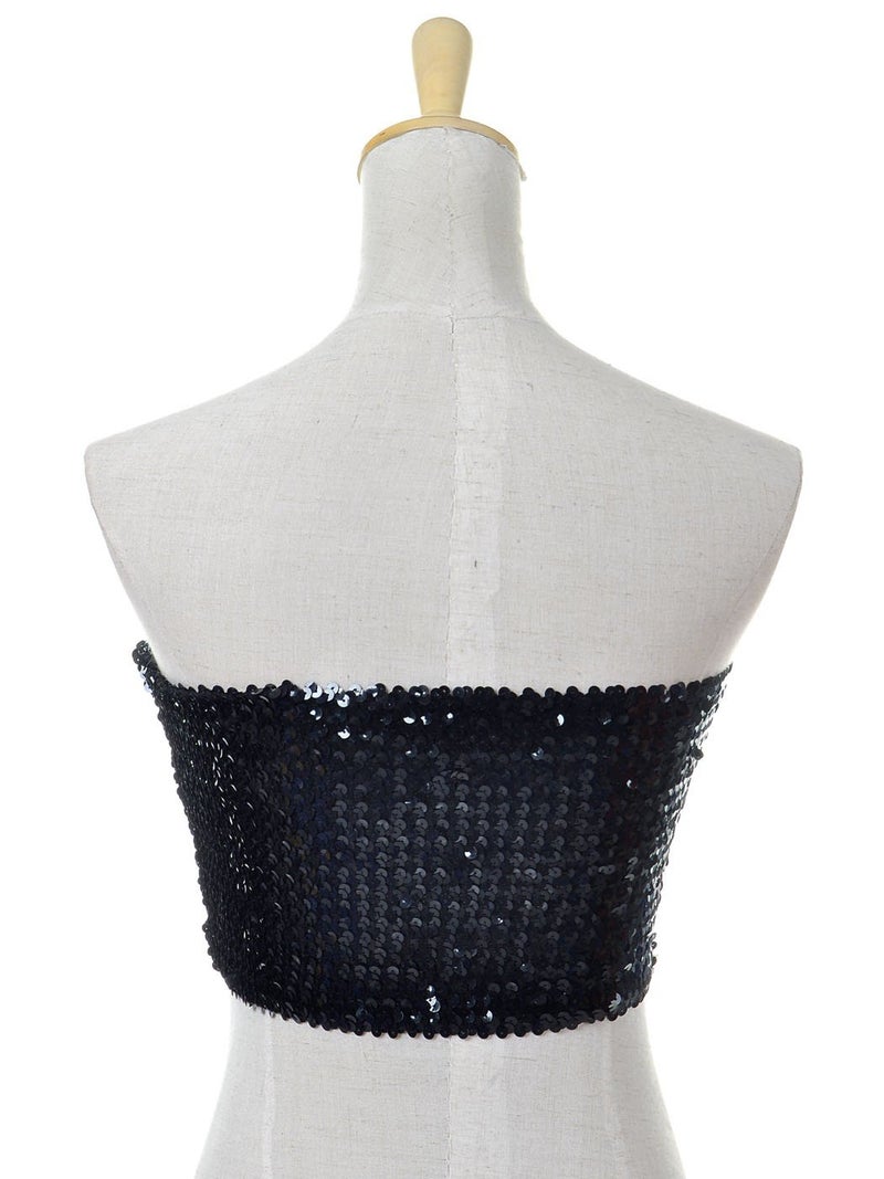 Anna-Kaci Womens Sequin Shiny Strapless Elastic Bandeau Party Tube Top,Black,Medium - Image 2
